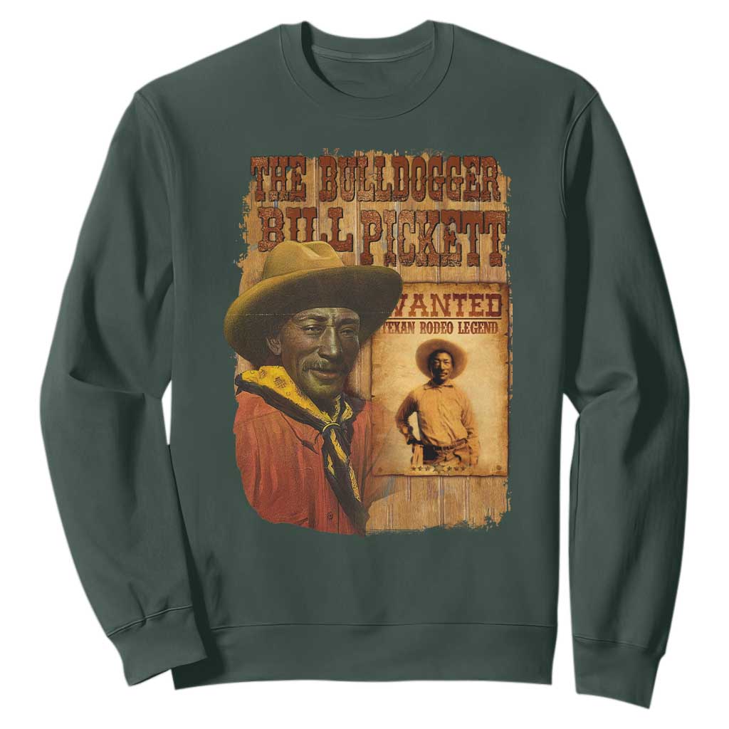 The Bulldogger Bill Pickett Sweatshirt Texan Rodeo Legend TS11 Dark Forest Green Print Your Wear