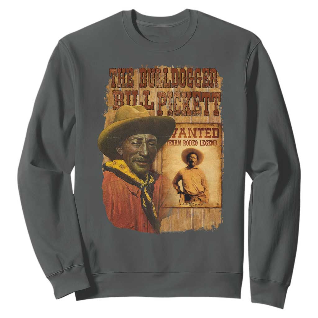 The Bulldogger Bill Pickett Sweatshirt Texan Rodeo Legend TS11 Dark Heather Print Your Wear