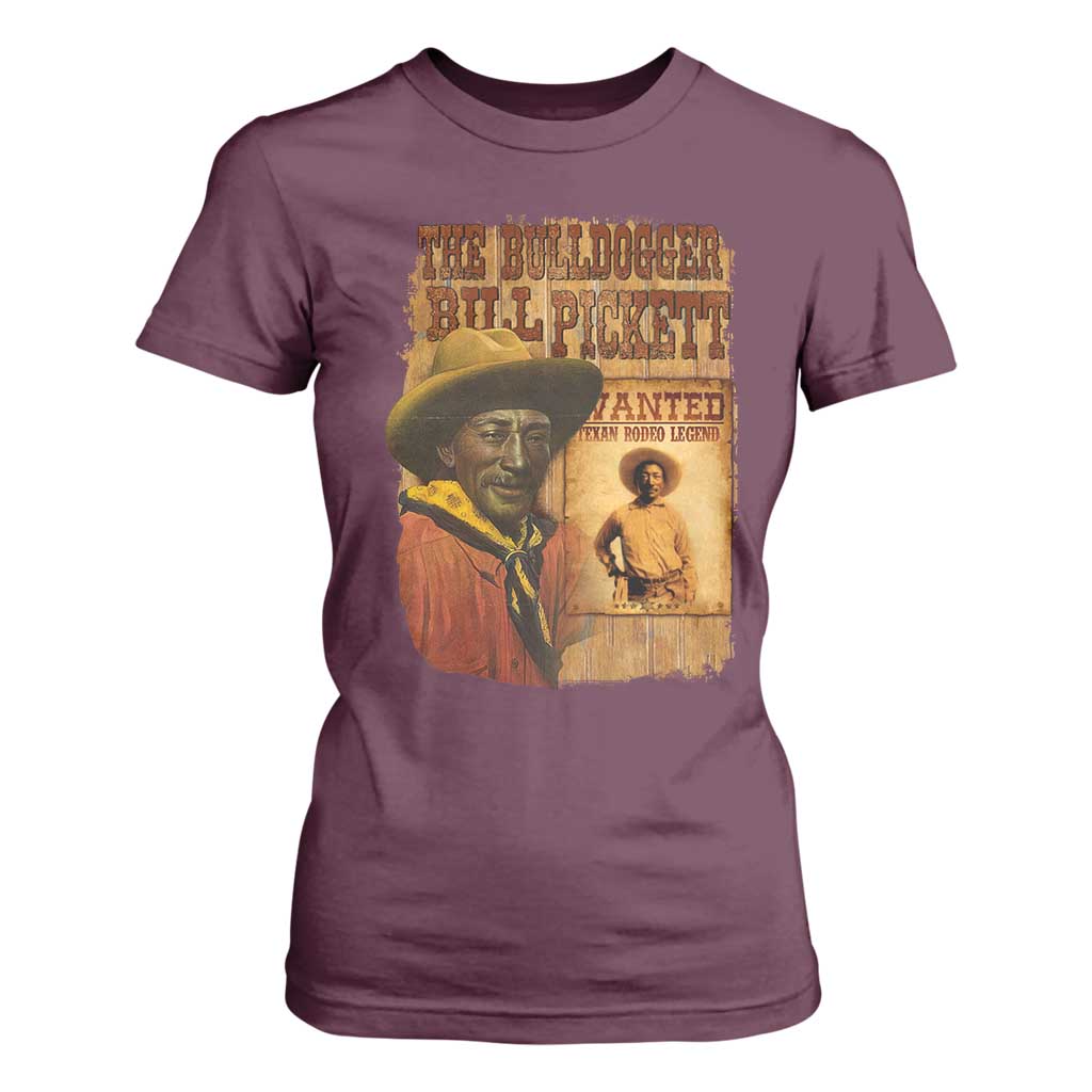 The Bulldogger Bill Pickett T Shirt For Women Texan Rodeo Legend TS11 Maroon Print Your Wear