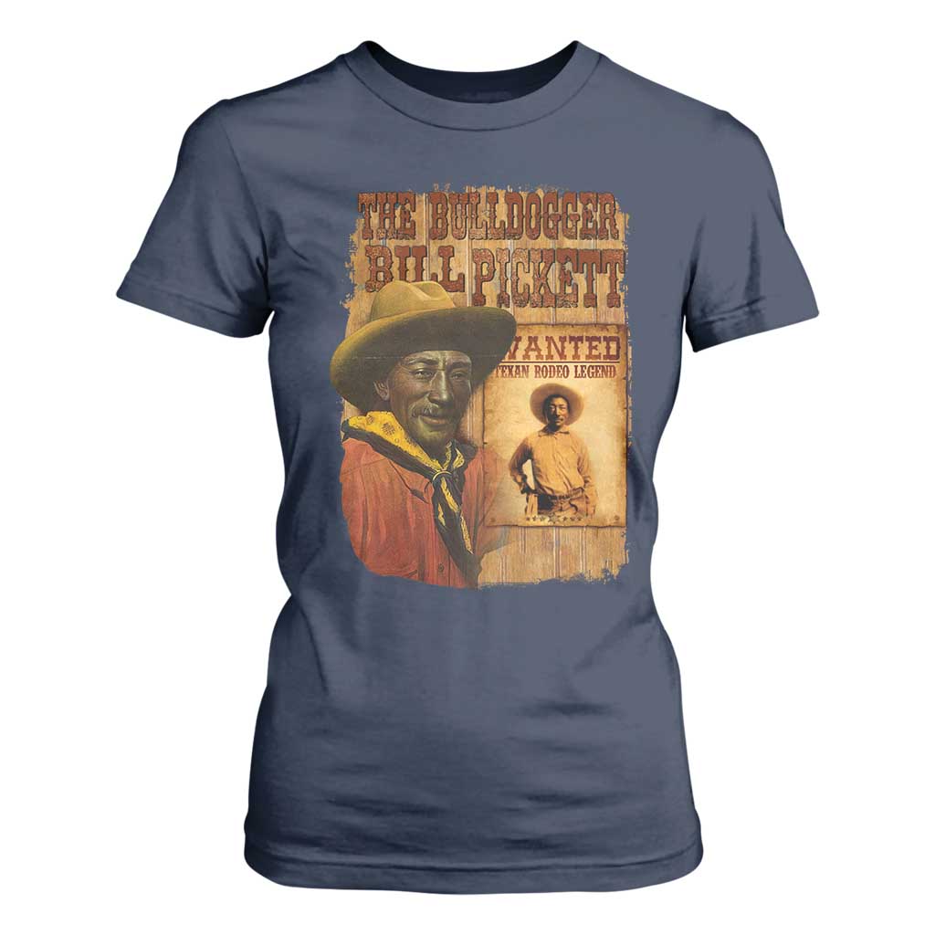 The Bulldogger Bill Pickett T Shirt For Women Texan Rodeo Legend TS11 Navy Print Your Wear