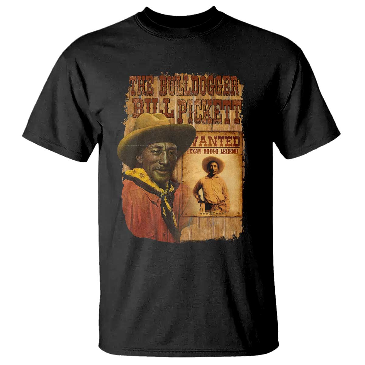 The Bulldogger Bill Pickett T Shirt Texan Rodeo Legend TS11 Black Print Your Wear
