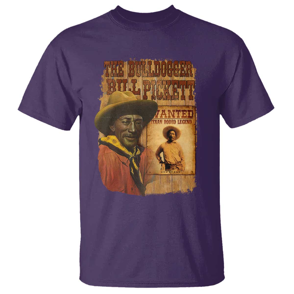 The Bulldogger Bill Pickett T Shirt Texan Rodeo Legend TS11 Purple Print Your Wear