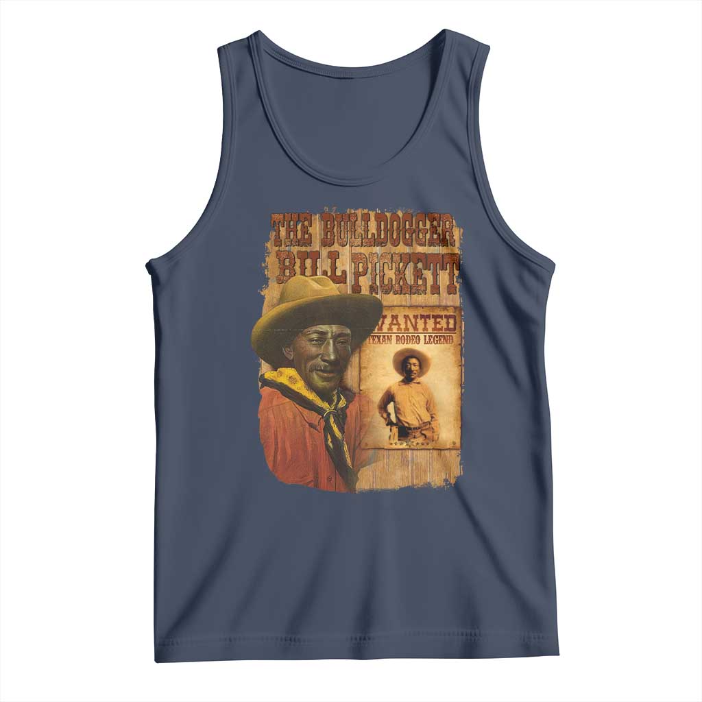 The Bulldogger Bill Pickett Tank Top Texan Rodeo Legend TS11 Navy Print Your Wear