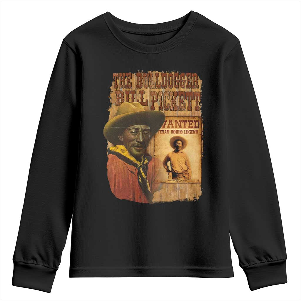 The Bulldogger Bill Pickett Youth Sweatshirt Texan Rodeo Legend TS11 Black Print Your Wear