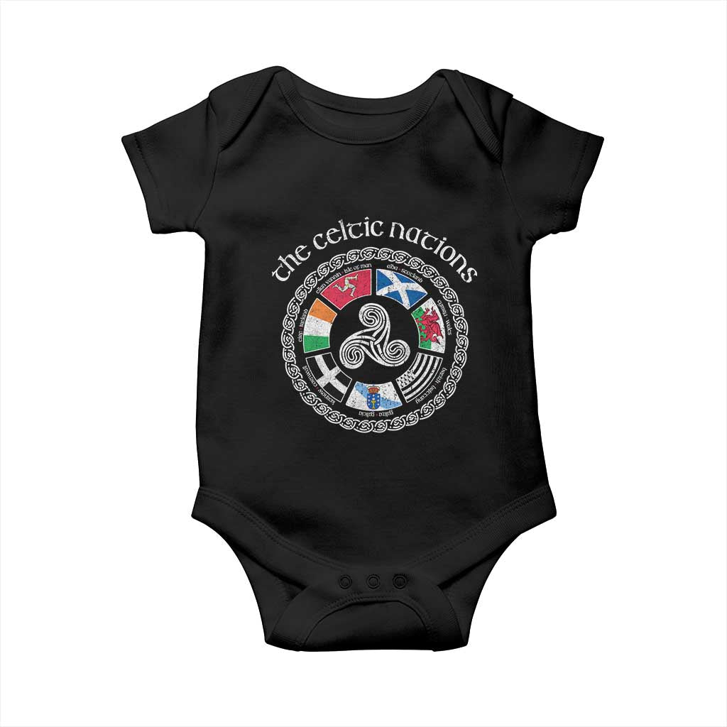 The Celtic Nations Baby Onesie Vintage The Seven Celtic Nations Flag TS11 Black Print Your Wear