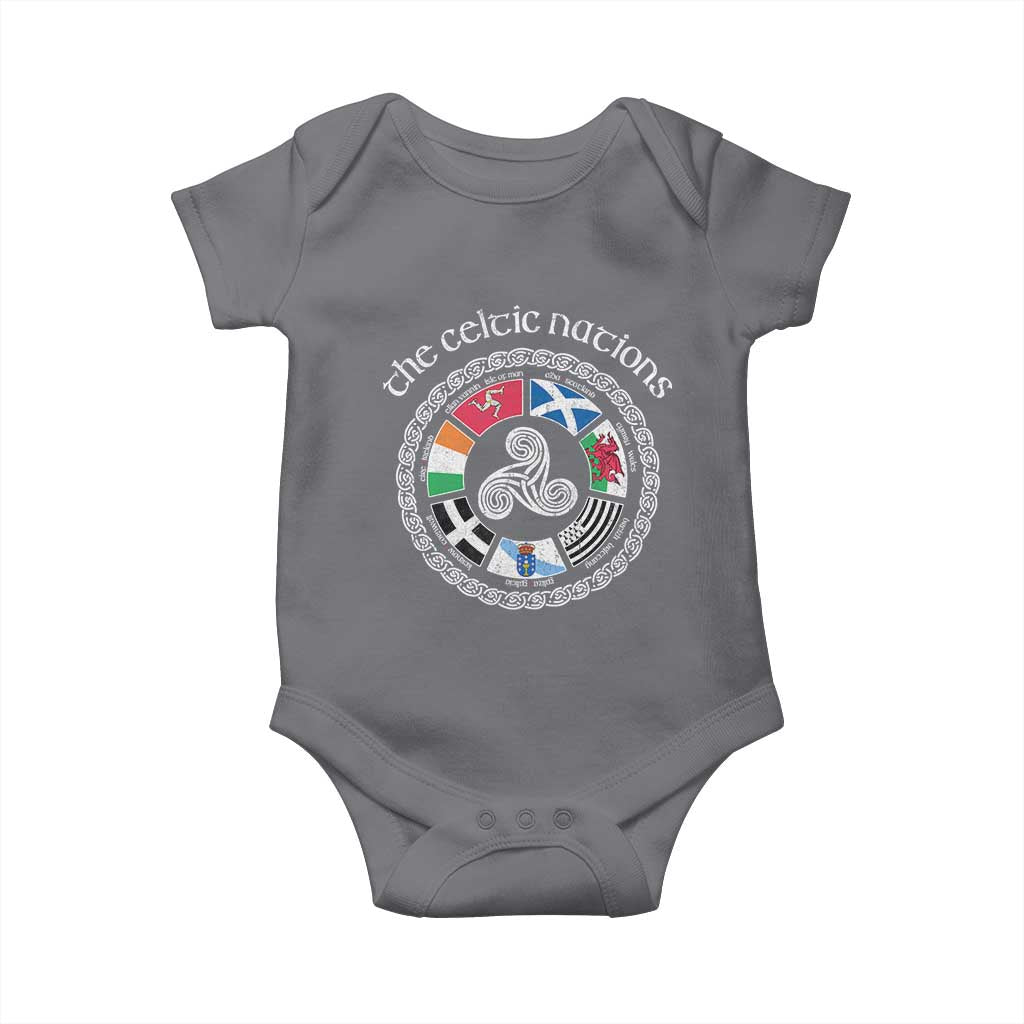 The Celtic Nations Baby Onesie Vintage The Seven Celtic Nations Flag TS11 Charcoal Print Your Wear