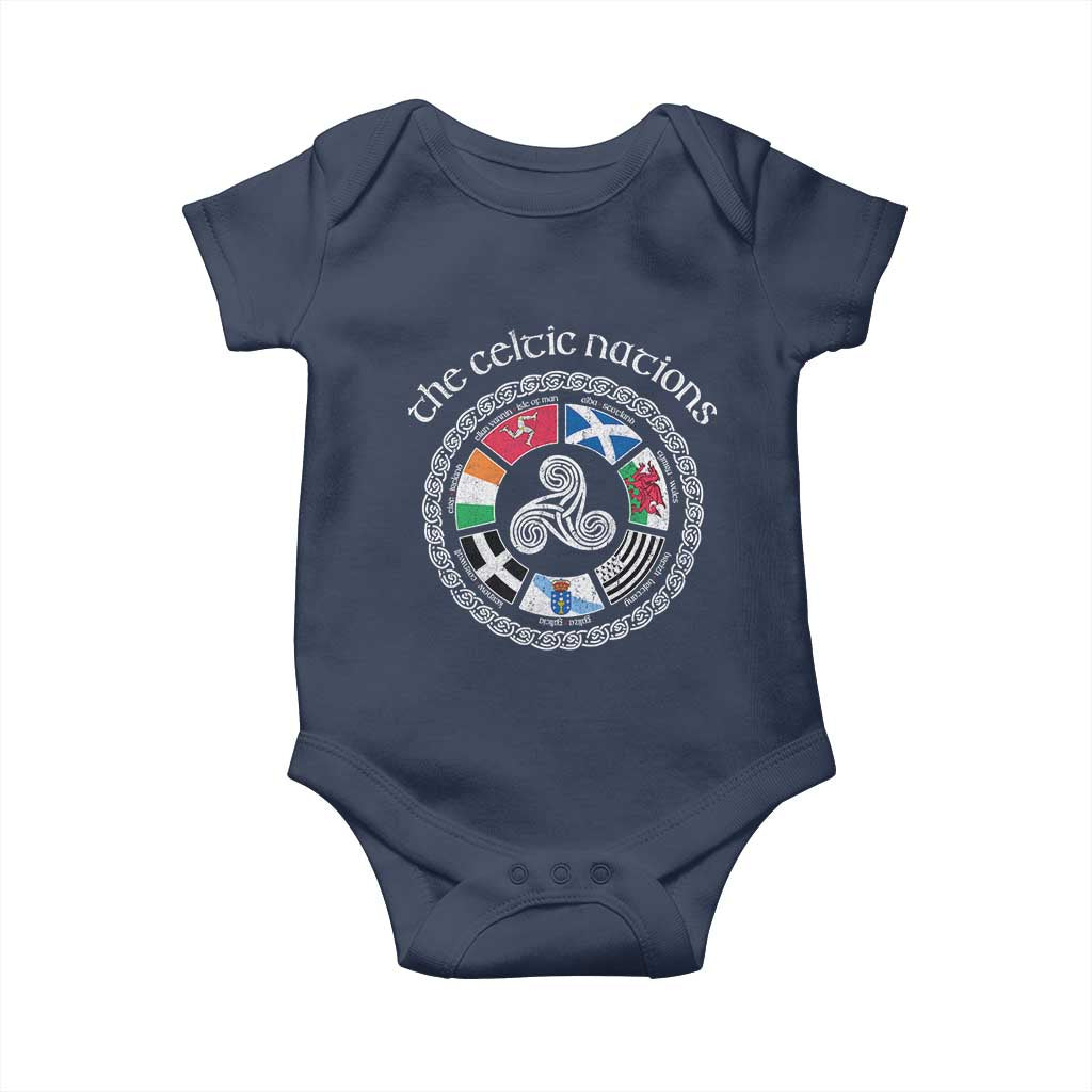 The Celtic Nations Baby Onesie Vintage The Seven Celtic Nations Flag TS11 Navy Print Your Wear