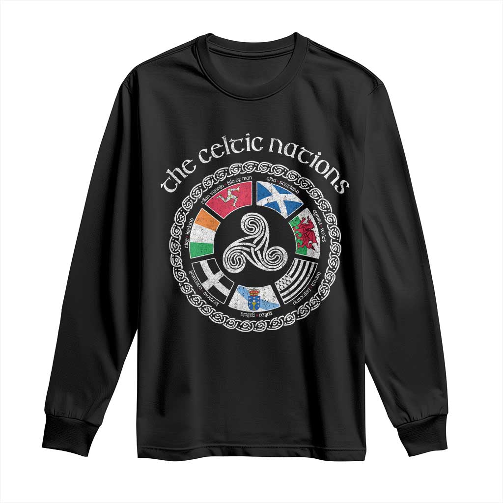 The Celtic Nations Long Sleeve Shirt Vintage The Seven Celtic Nations Flag TS11 Black Print Your Wear