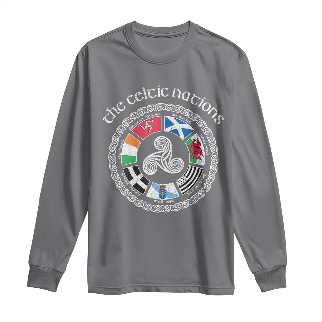The Celtic Nations Long Sleeve Shirt Vintage The Seven Celtic Nations Flag TS11 Charcoal Print Your Wear