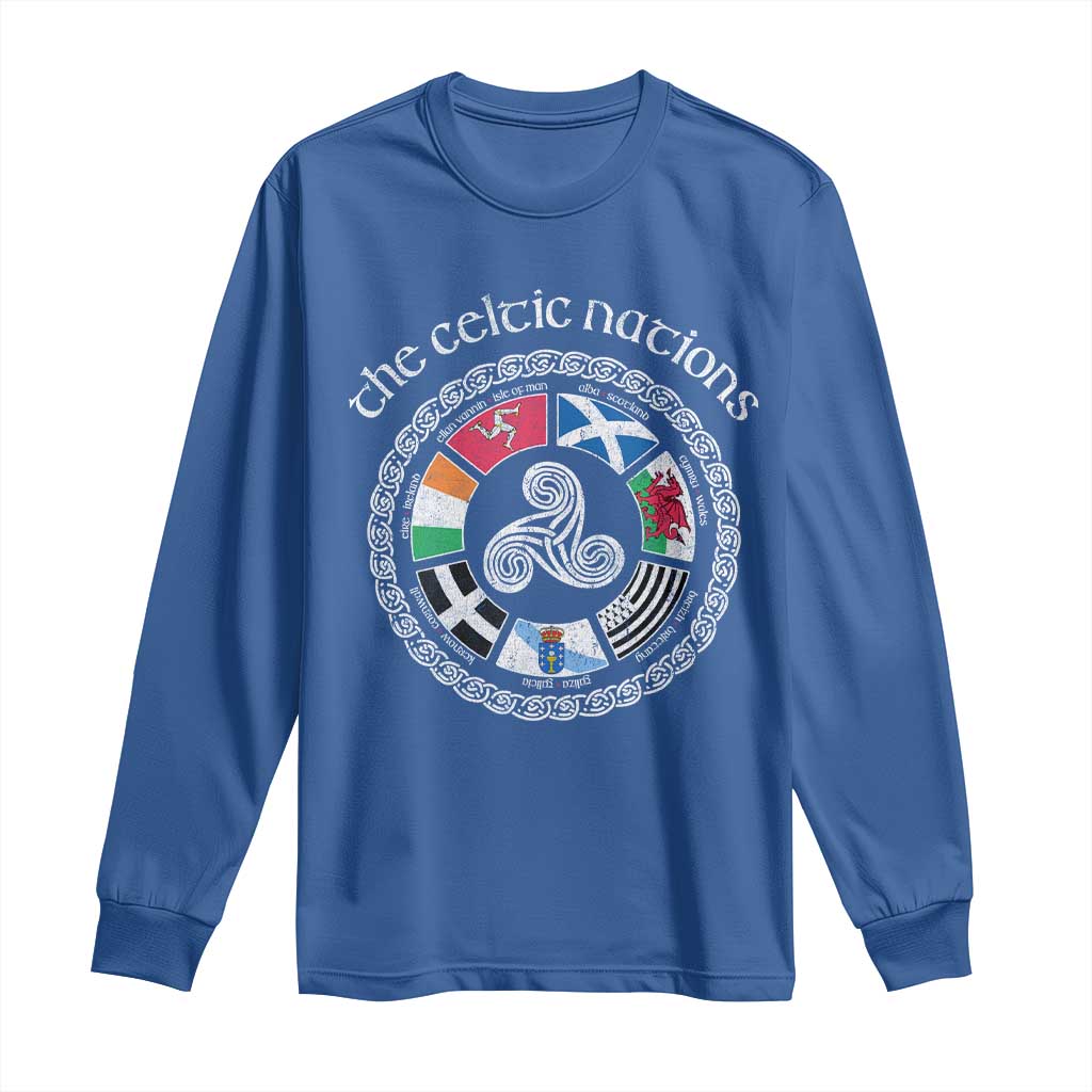 The Celtic Nations Long Sleeve Shirt Vintage The Seven Celtic Nations Flag TS11 Royal Blue Print Your Wear