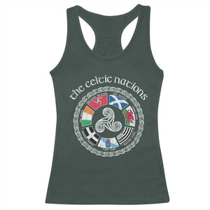 The Celtic Nations Racerback Tank Top Vintage The Seven Celtic Nations Flag TS11 Dark Forest Green Print Your Wear