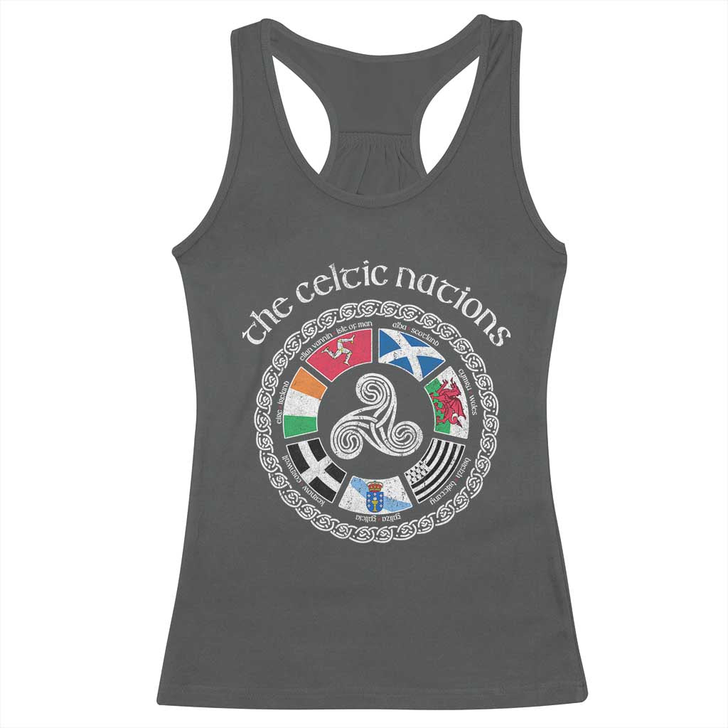 The Celtic Nations Racerback Tank Top Vintage The Seven Celtic Nations Flag TS11 Dark Heather Print Your Wear