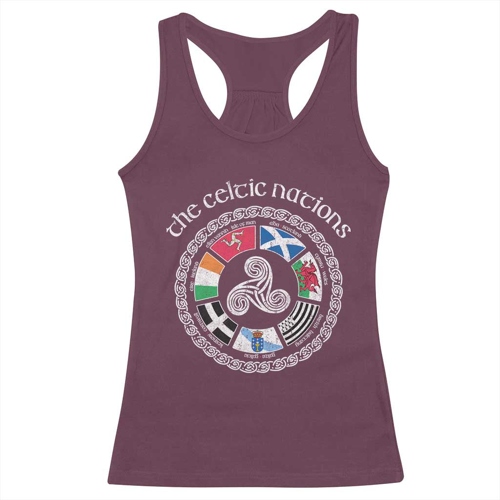 The Celtic Nations Racerback Tank Top Vintage The Seven Celtic Nations Flag TS11 Maroon Print Your Wear