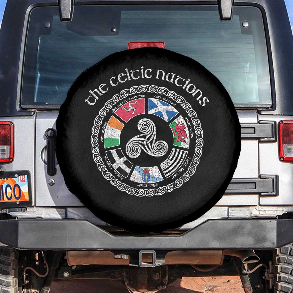 The Celtic Nations Spare Tire Cover Vintage The Seven Celtic Nations Flag TS11 No hole Black Print Your Wear