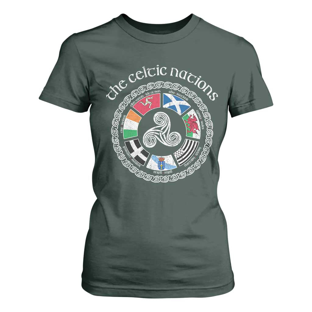 The Celtic Nations T Shirt For Women Vintage The Seven Celtic Nations Flag TS11 Dark Forest Green Print Your Wear