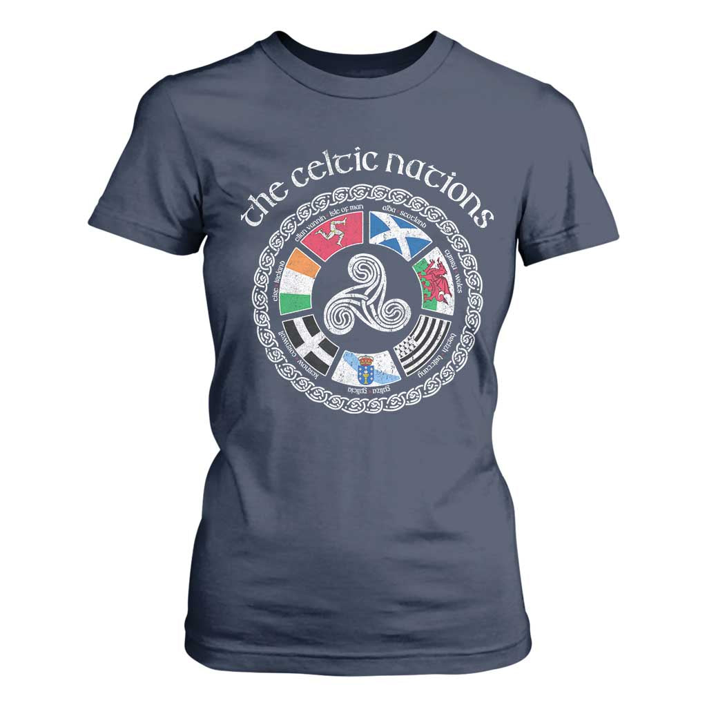 The Celtic Nations T Shirt For Women Vintage The Seven Celtic Nations Flag TS11 Navy Print Your Wear