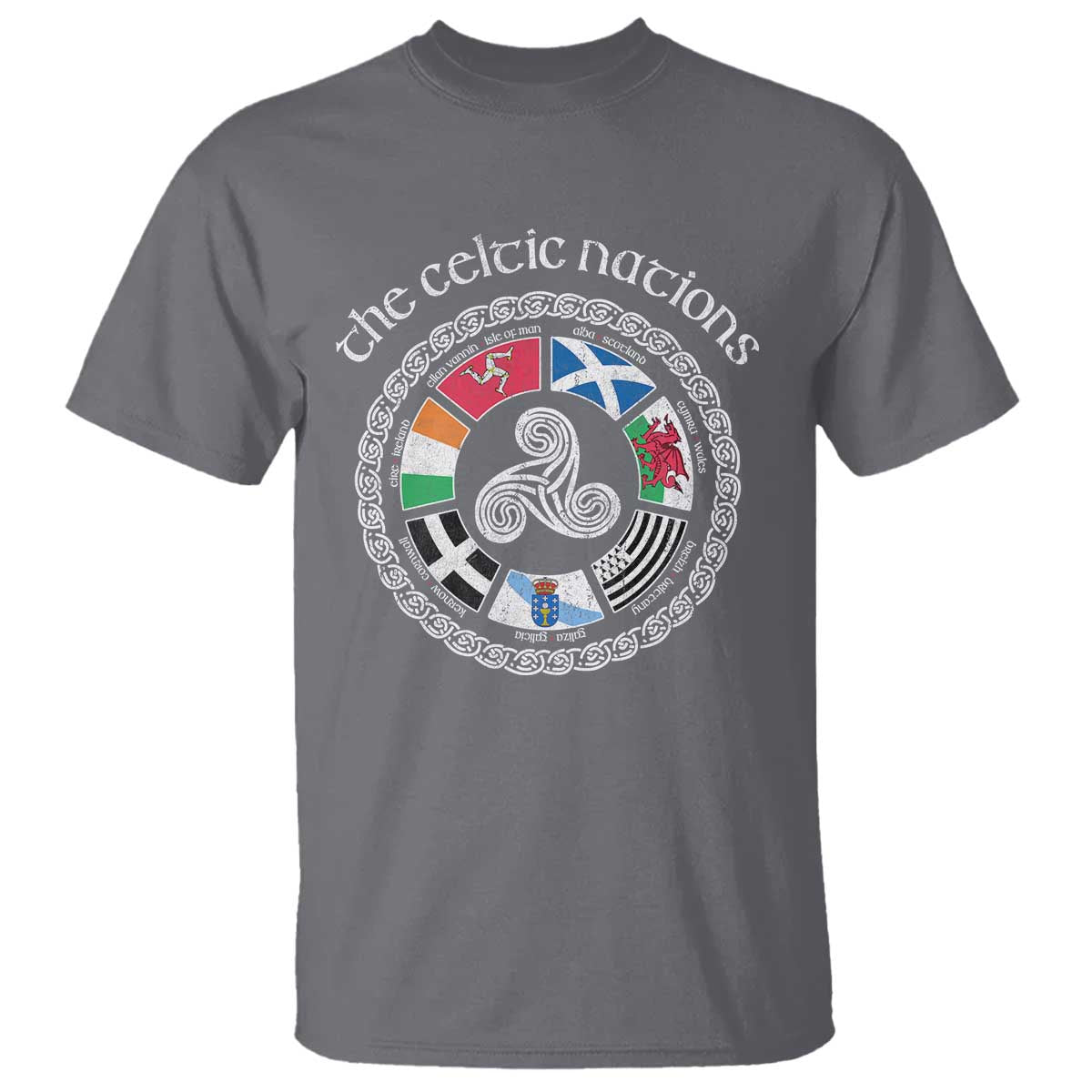 The Celtic Nations T Shirt Vintage The Seven Celtic Nations Flag TS11 Charcoal Print Your Wear