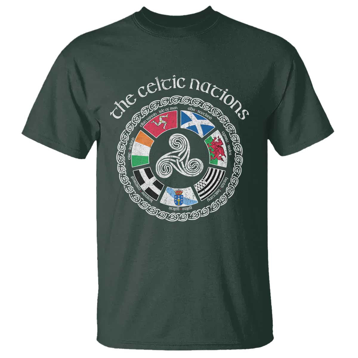 The Celtic Nations T Shirt Vintage The Seven Celtic Nations Flag TS11 Dark Forest Green Print Your Wear