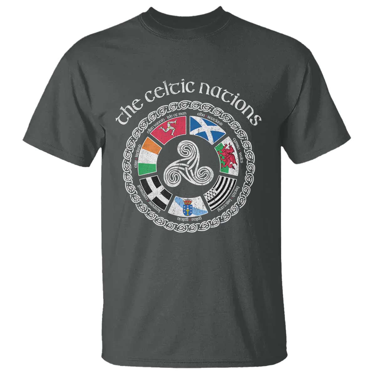 The Celtic Nations T Shirt Vintage The Seven Celtic Nations Flag TS11 Dark Heather Print Your Wear