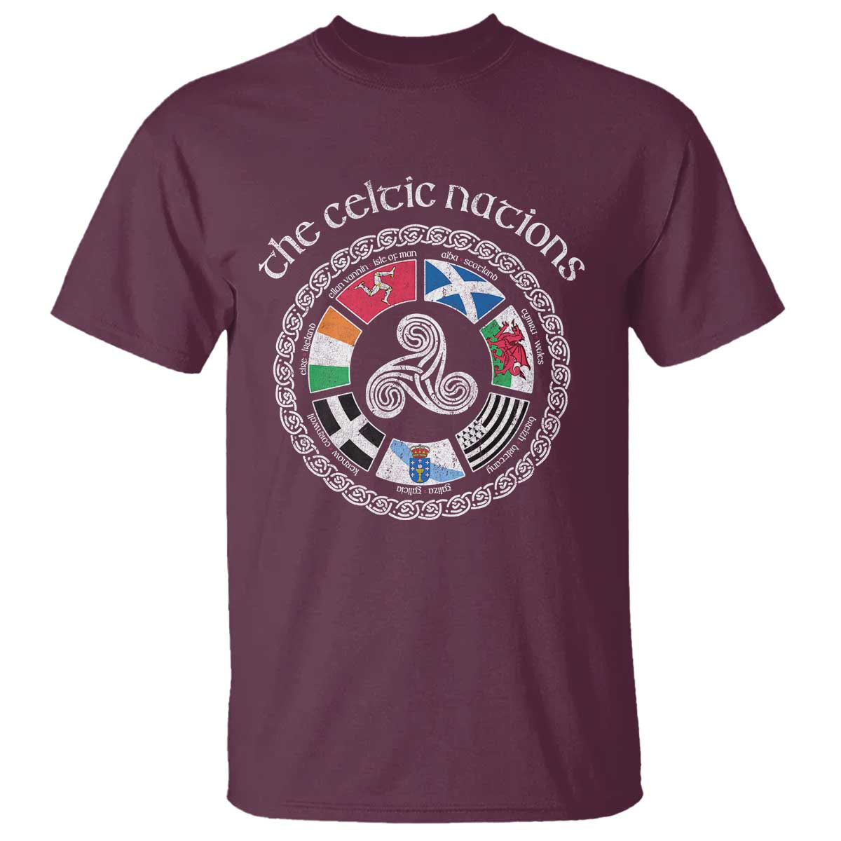 The Celtic Nations T Shirt Vintage The Seven Celtic Nations Flag TS11 Maroon Print Your Wear