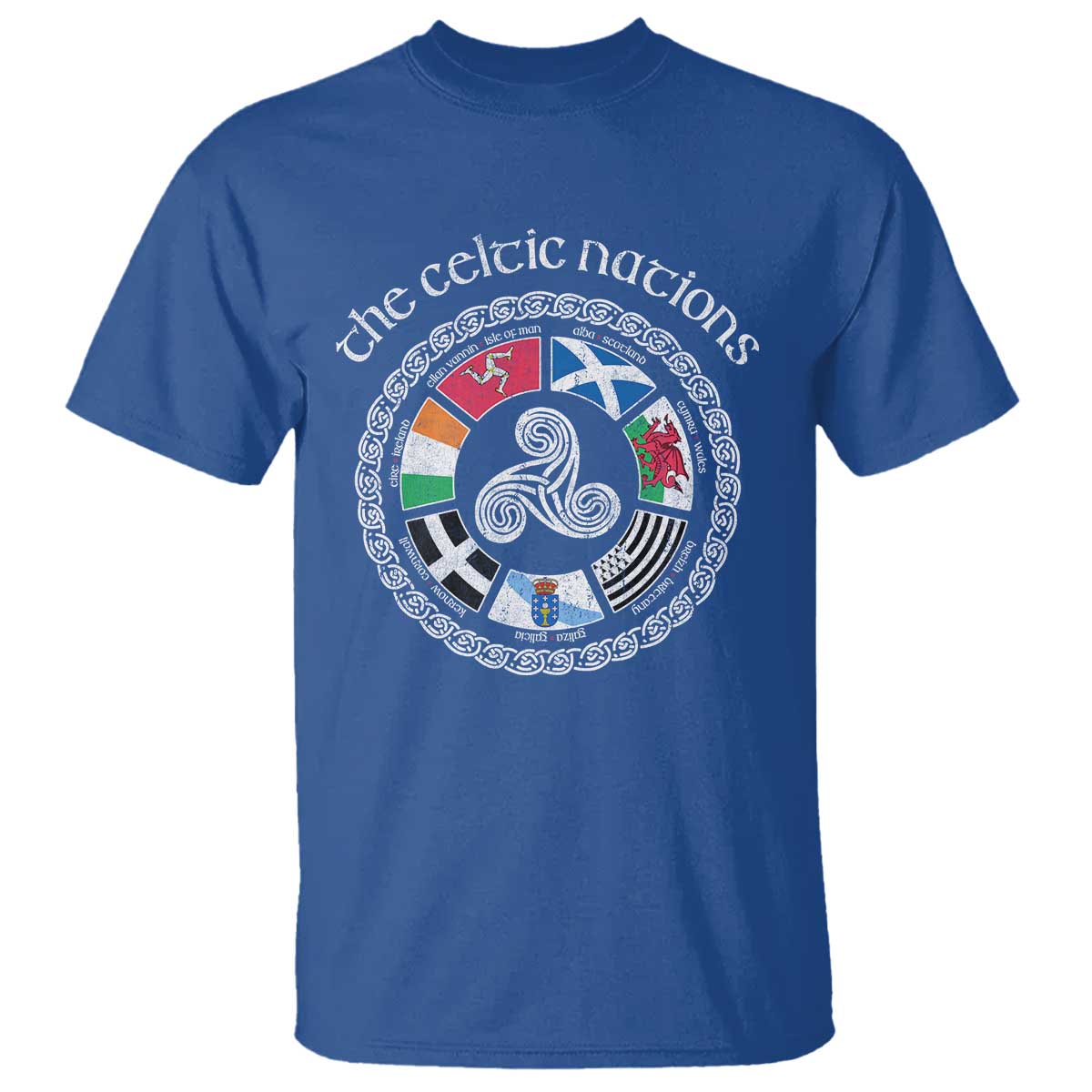 The Celtic Nations T Shirt Vintage The Seven Celtic Nations Flag TS11 Royal Blue Print Your Wear