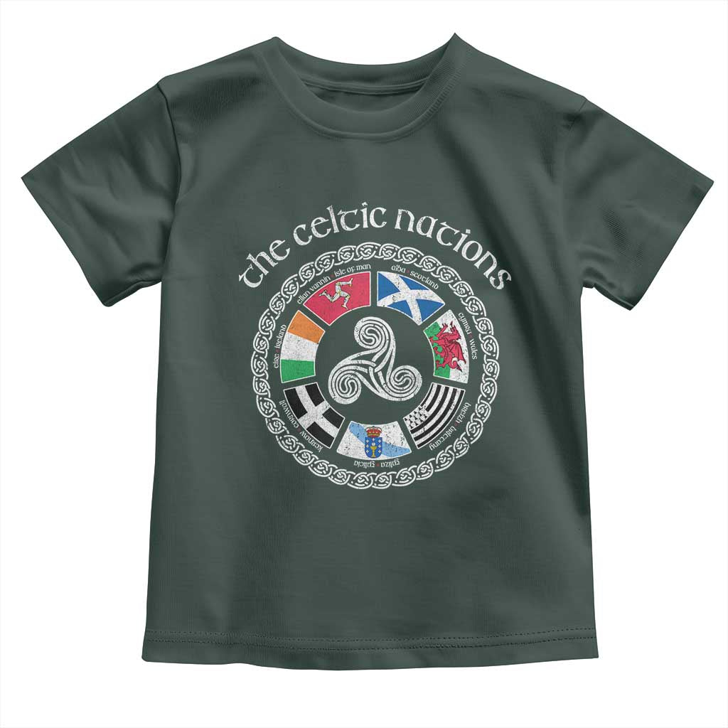 The Celtic Nations Toddler T Shirt Vintage The Seven Celtic Nations Flag TS11 Dark Forest Green Print Your Wear