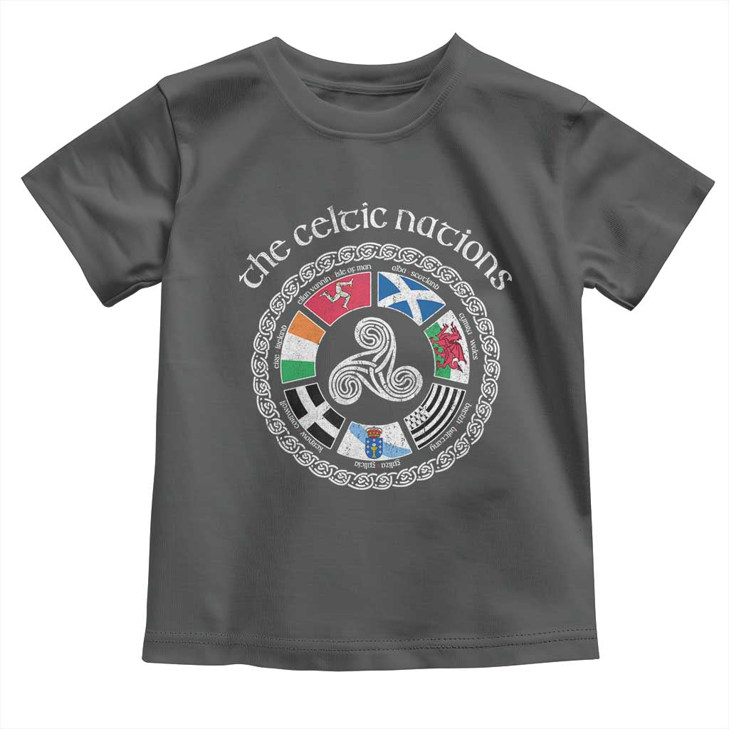 The Celtic Nations Toddler T Shirt Vintage The Seven Celtic Nations Flag TS11 Dark Heather Print Your Wear