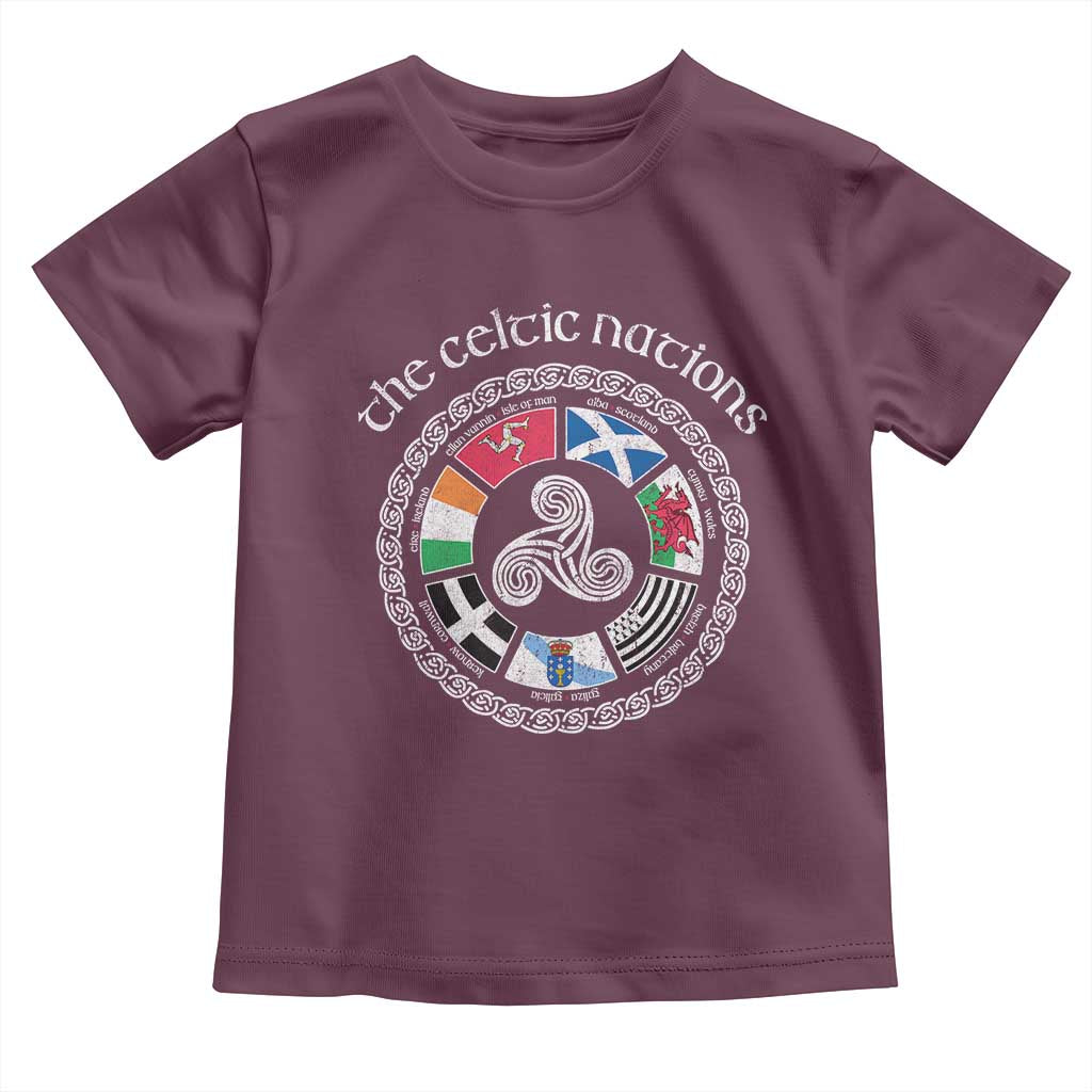 The Celtic Nations Toddler T Shirt Vintage The Seven Celtic Nations Flag TS11 Maroon Print Your Wear