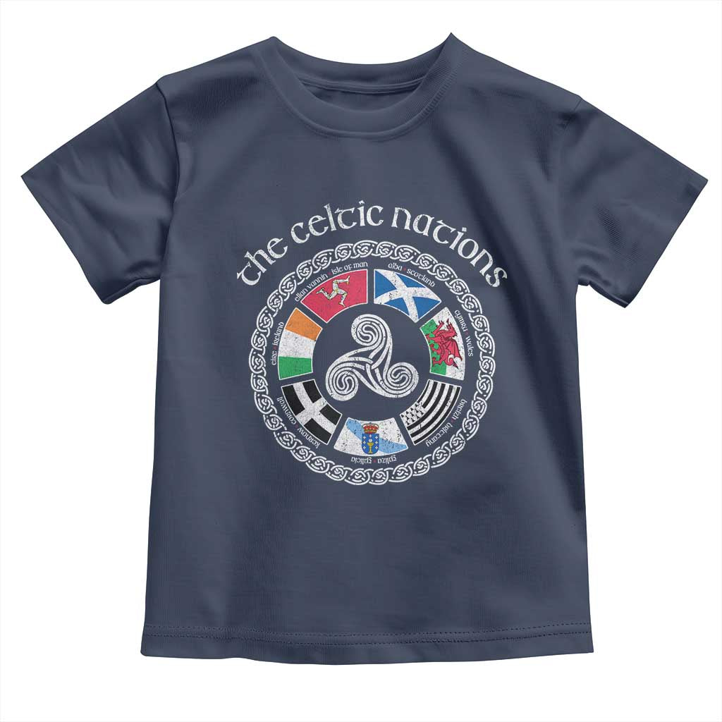 The Celtic Nations Toddler T Shirt Vintage The Seven Celtic Nations Flag TS11 Navy Print Your Wear