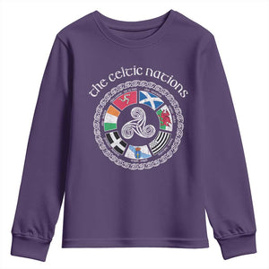 The Celtic Nations Youth Sweatshirt Vintage The Seven Celtic Nations Flag TS11 Purple Print Your Wear