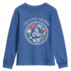 The Celtic Nations Youth Sweatshirt Vintage The Seven Celtic Nations Flag TS11 Royal Blue Print Your Wear