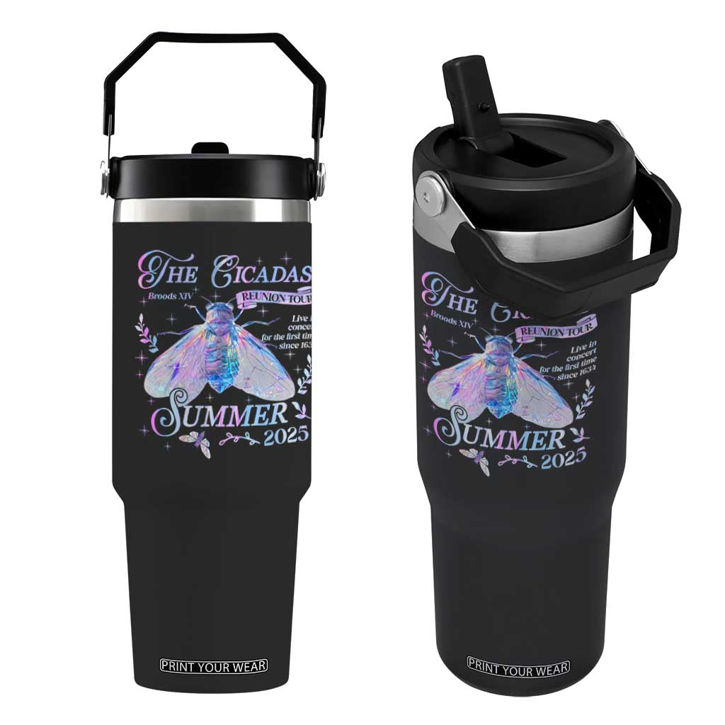 The Cicadas Brood XIV Reunion Tour Summer 2025 Flip Straw Tumbler Live In Concert For The First Time Since 1634 TS11 One Size: 30 oz Black Print Your Wear