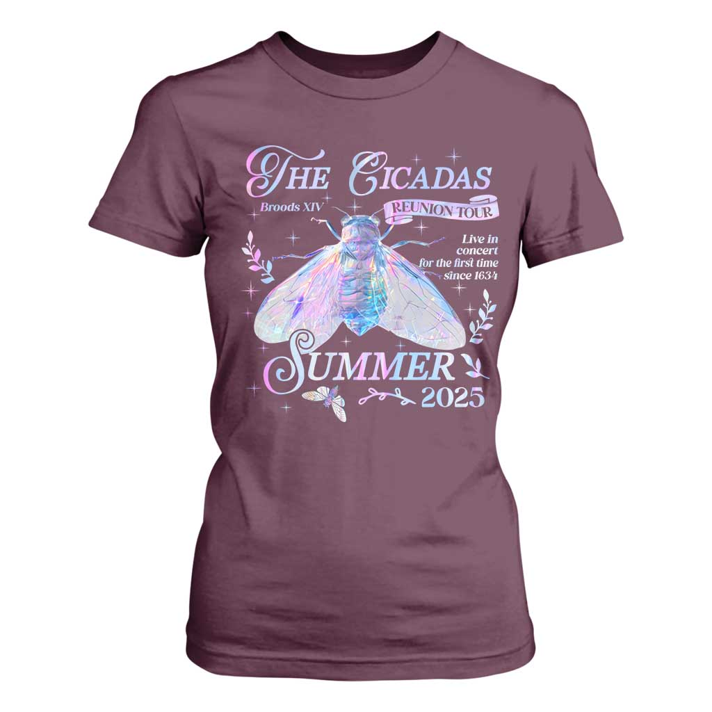 The Cicadas Brood XIV Reunion Tour Summer 2025 T Shirt For Women Live In Concert For The First Time Since 1634 TS11 Maroon Print Your Wear