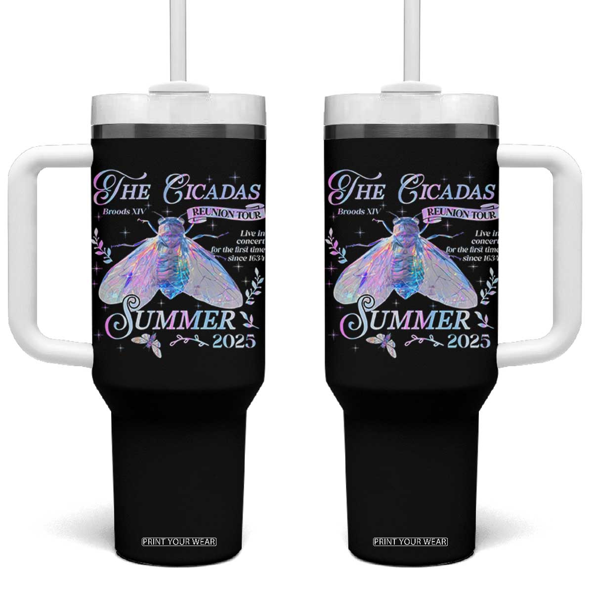 The Cicadas Brood XIV Reunion Tour Summer 2025 Tumbler With Handle Live In Concert For The First Time Since 1634 TS11 One Size: 40 oz Black Print Your Wear