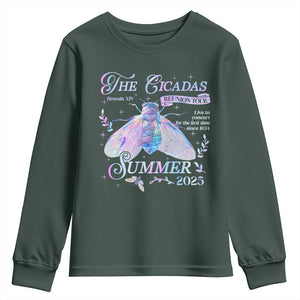 The Cicadas Brood XIV Reunion Tour Summer 2025 Youth Sweatshirt Live In Concert For The First Time Since 1634 TS11 Dark Forest Green Print Your Wear