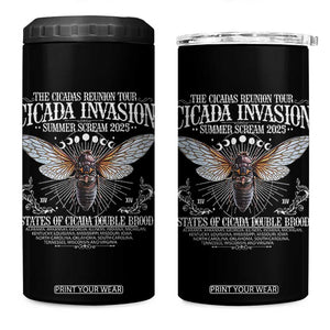 The Cicadas Reunion Tour 2025 4 in 1 Can Cooler Tumbler Cicada Invasion Brood XIV Vintage Concert Fest TS11 One Size: 16 oz Black Print Your Wear