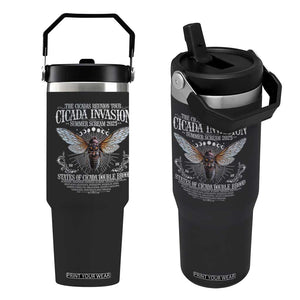 The Cicadas Reunion Tour 2025 Flip Straw Tumbler Cicada Invasion Brood XIV Vintage Concert Fest TS11 One Size: 30 oz Black Print Your Wear