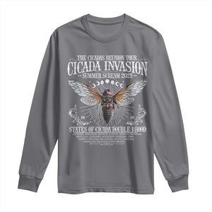 The Cicadas Reunion Tour 2025 Long Sleeve Shirt Cicada Invasion Brood XIV Vintage Concert Fest TS11 Charcoal Print Your Wear