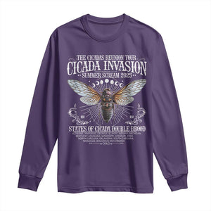 The Cicadas Reunion Tour 2025 Long Sleeve Shirt Cicada Invasion Brood XIV Vintage Concert Fest TS11 Purple Print Your Wear