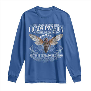 The Cicadas Reunion Tour 2025 Long Sleeve Shirt Cicada Invasion Brood XIV Vintage Concert Fest TS11 Royal Blue Print Your Wear