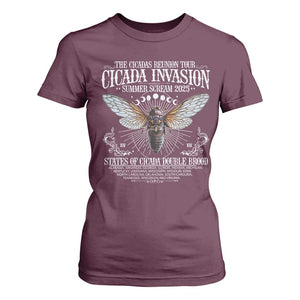 The Cicadas Reunion Tour 2025 T Shirt For Women Cicada Invasion Brood XIV Vintage Concert Fest TS11 Maroon Print Your Wear