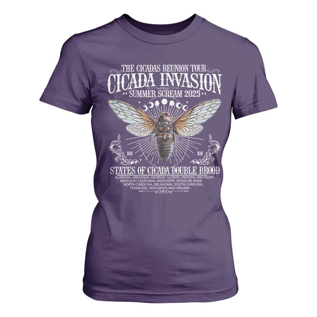 The Cicadas Reunion Tour 2025 T Shirt For Women Cicada Invasion Brood XIV Vintage Concert Fest TS11 Purple Print Your Wear