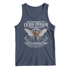 The Cicadas Reunion Tour 2025 Tank Top Cicada Invasion Brood XIV Vintage Concert Fest TS11 Navy Print Your Wear