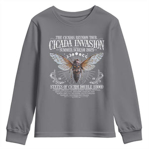 The Cicadas Reunion Tour 2025 Youth Sweatshirt Cicada Invasion Brood XIV Vintage Concert Fest TS11 Charcoal Print Your Wear