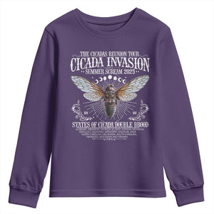 The Cicadas Reunion Tour 2025 Youth Sweatshirt Cicada Invasion Brood XIV Vintage Concert Fest TS11 Purple Print Your Wear