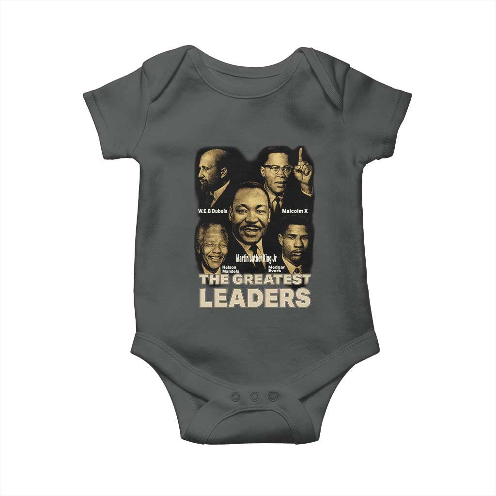 The Greatest Black Leaders Tribute Baby Onesie Civil Rights Icons Legacy TS02 Dark Heather Print Your Wear