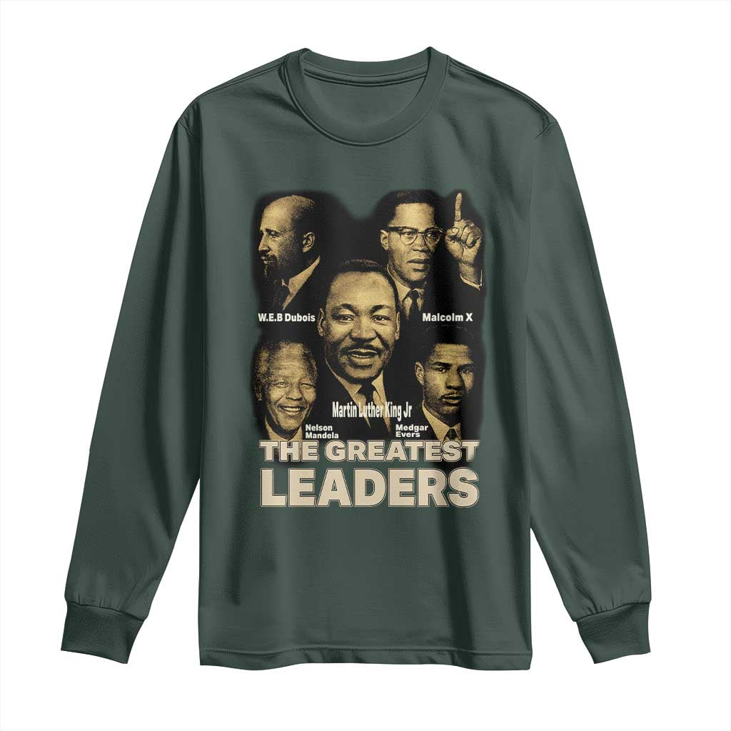 The Greatest Black Leaders Tribute Long Sleeve Shirt Civil Rights Icons Legacy TS02 Dark Forest Green Print Your Wear