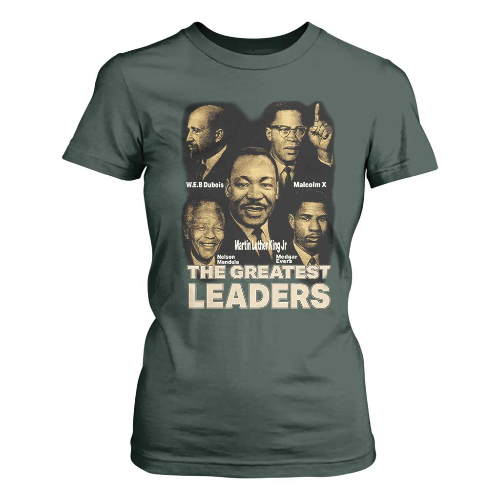 The Greatest Black Leaders Tribute T Shirt For Women Civil Rights Icons Legacy TS02 Dark Forest Green Print Your Wear
