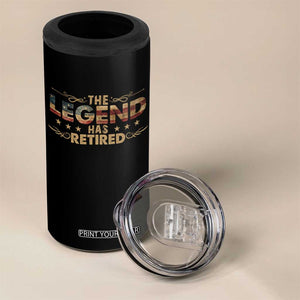 The Legend Has Retired 2025 4 in 1 Can Cooler Tumbler Retro American Flag TS10 Print Your Wear