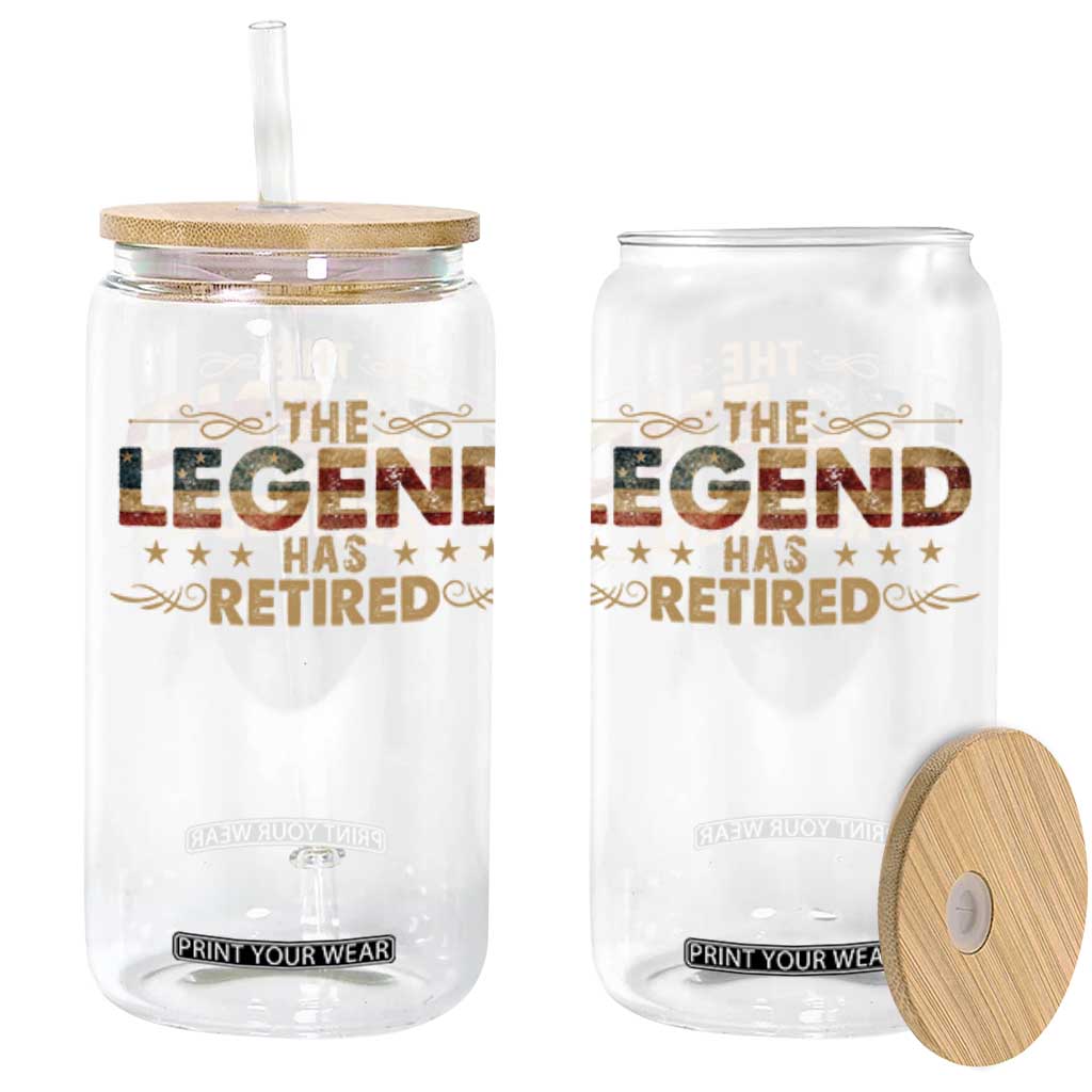 The Legend Has Retired 2025 Glass Can Retro American Flag TS10 Black Print Your Wear